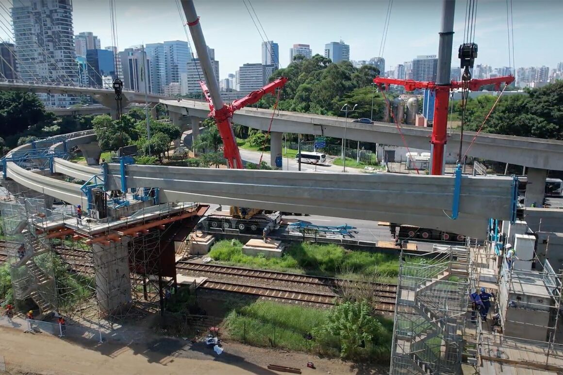 Metrô conclui lançamento de vigas trilho da Linha 17 na Marginal