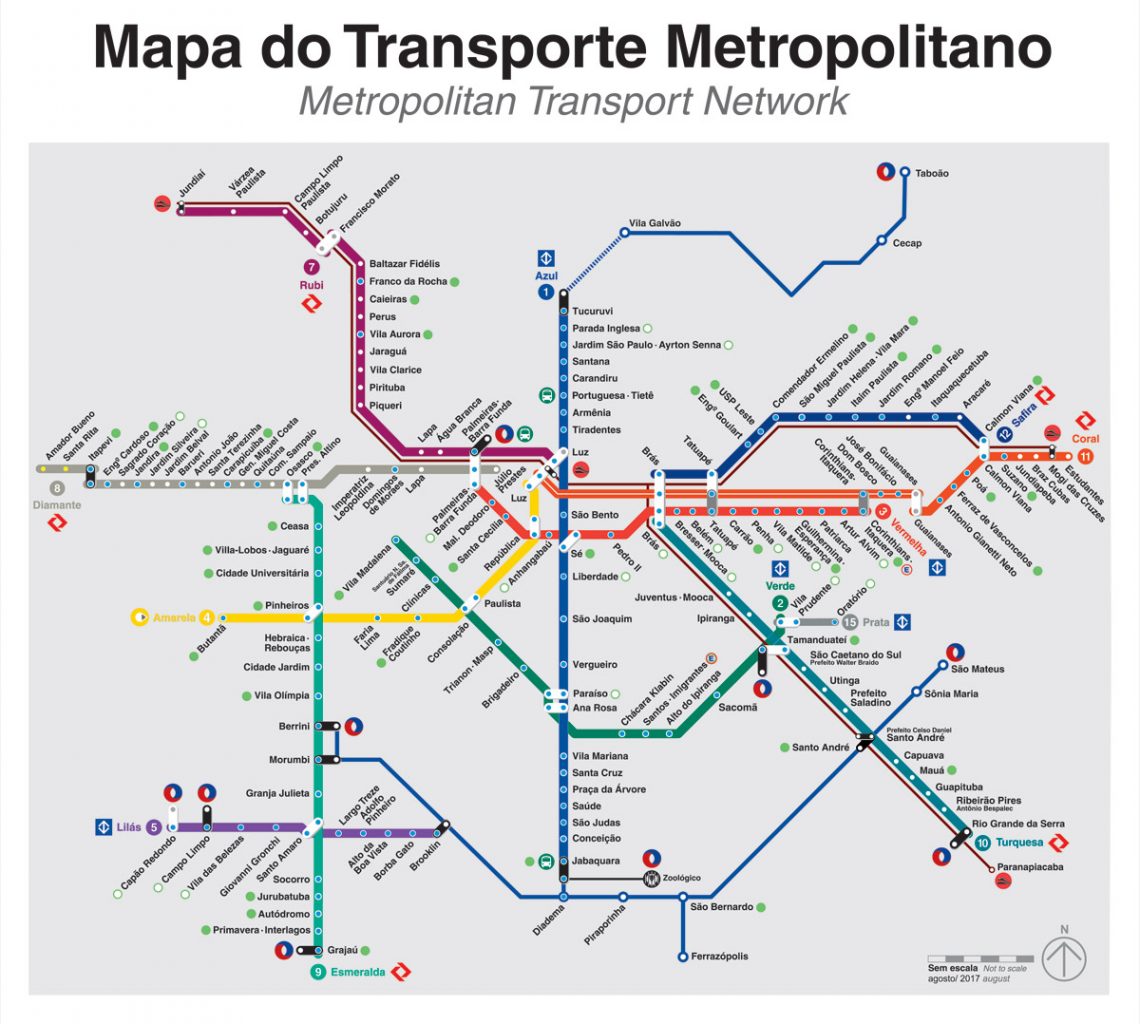 Mapa Do Transporte Metropolitano Em S O Paulo Metr Cptm
