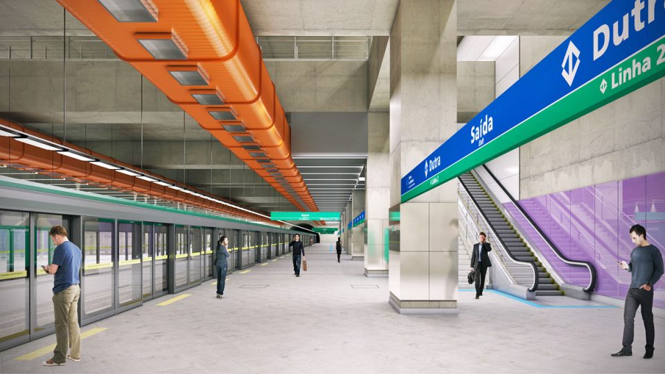 Projeção da plataforma da estação Dutra, da Linha 2-Verde