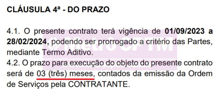 Prazo do contrato entre ViaMobilidade e Metrô (Lei de Acesso à Informação)