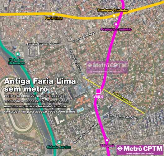 O local do poço VSE9 fica quase equidistante de outras estações existentes e futuras na região