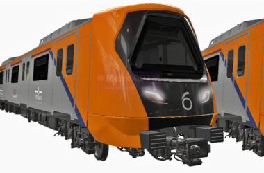 Ilustração com o visual do trem da Linha 6-Laranja (Alstom)