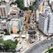 Canteiro de obras da estação 14 Bis-Saracura: bairro pode ficar sem Linha 6 (Linha Uni)