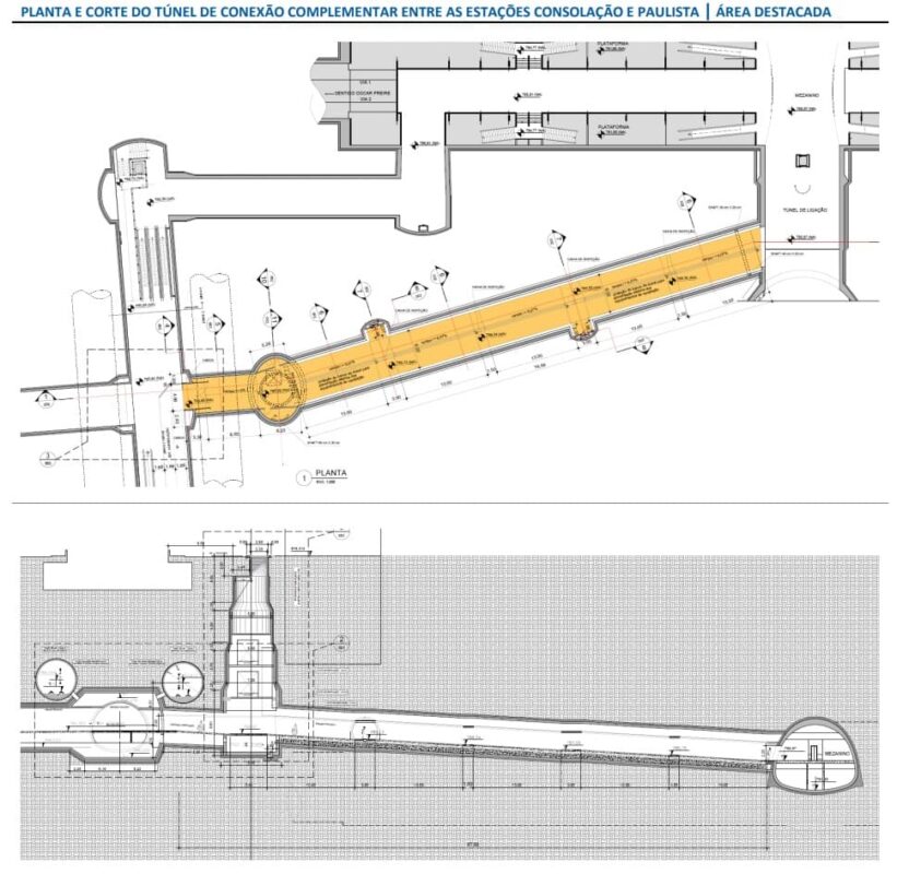 Túnel de ligação entre as estações Paulista e Consolação (CMSP)