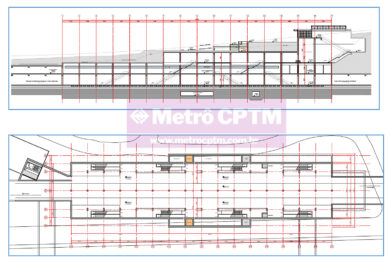 Perfil da estação e planta das plataformas de Jardim Ângela