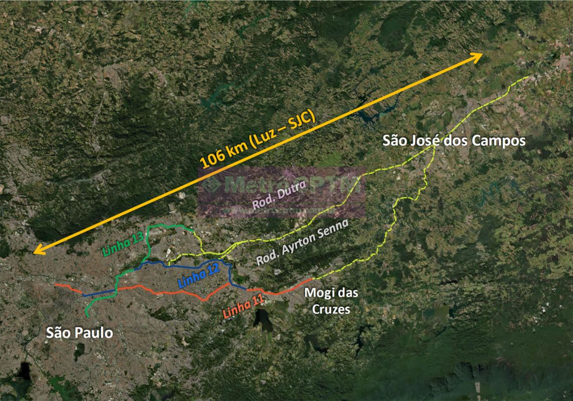 As alternativas de traçado do Trem Intercidades para São José dos Campos