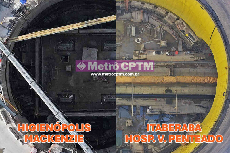 Poços das estações Higienópolis-Mackenzie e Itaberaba-Hosp. Vila Penteado (Linha Uni)