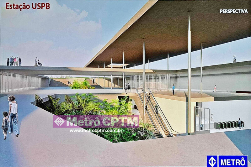 Perspectiva da estação USP da Linha 22-Marrom