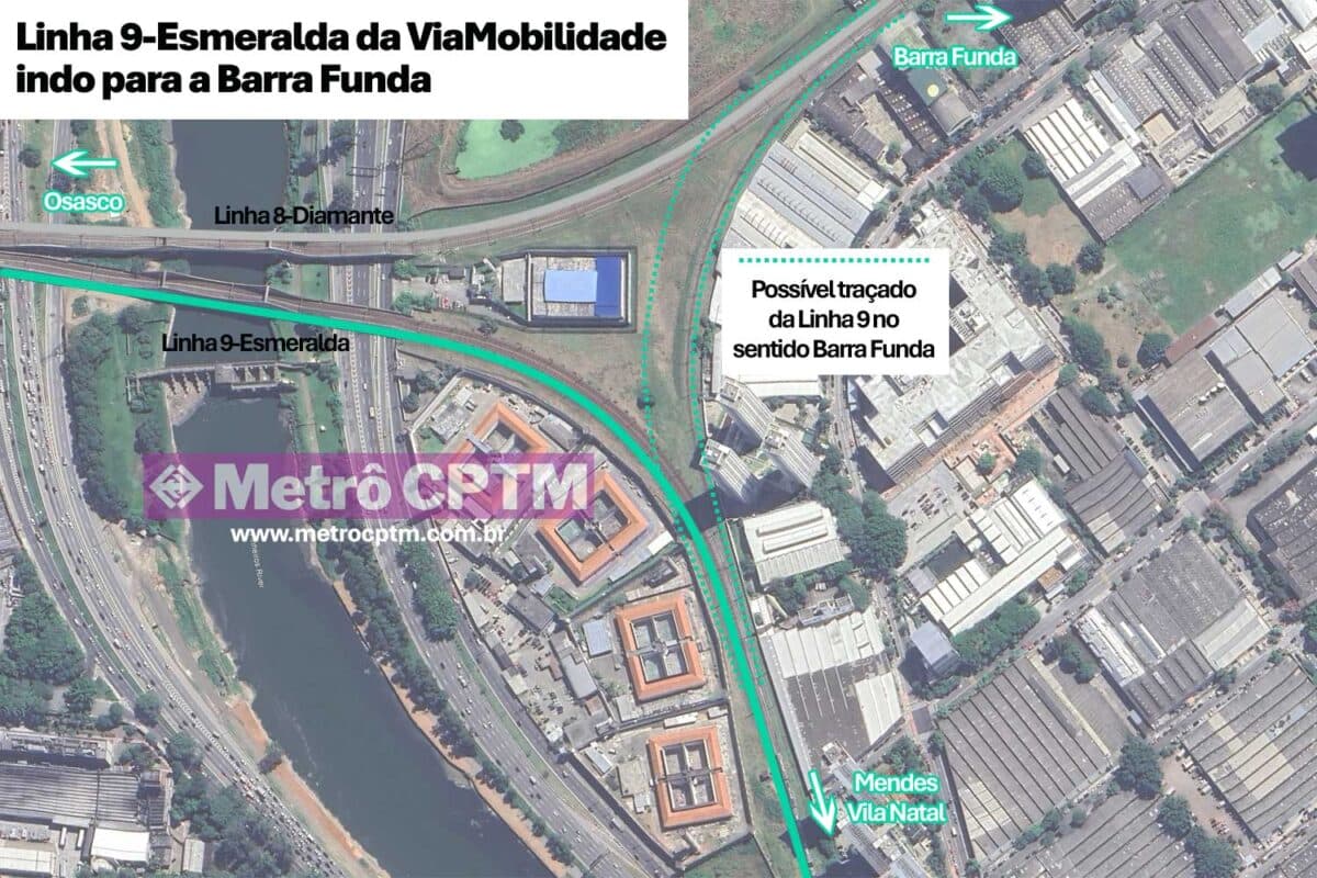 Projeto do governo prevê viaduto ferroviário para ligar as linhas 8 e 9 no sentido Barra Funda