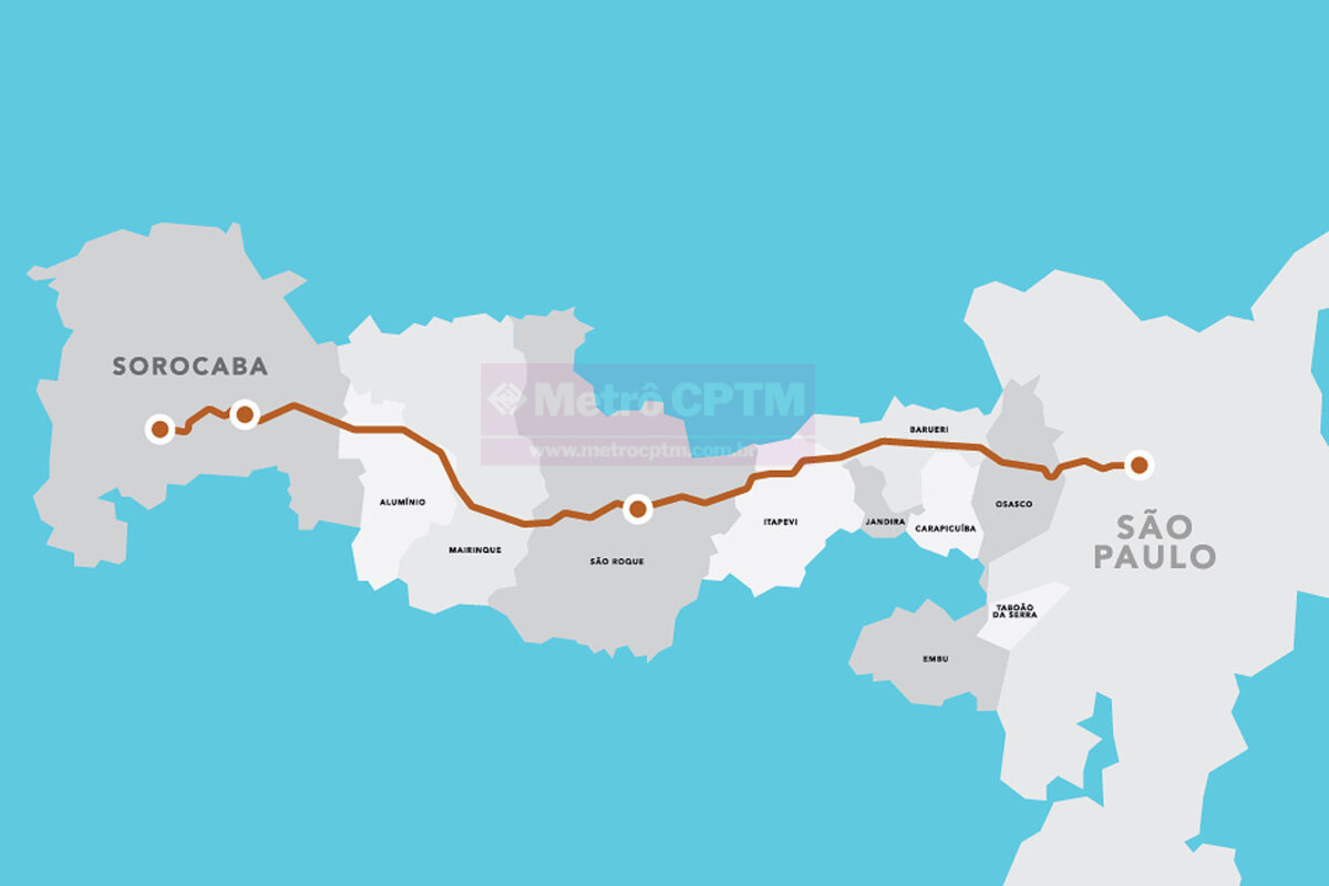 Traçado provisório do Trem Intecidades para Sorocaba