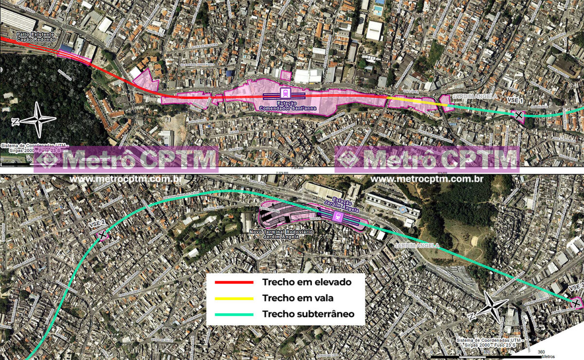 O novo traçado da extensão até Jardim Ângela é maior e com trechos subterrâneos mais extensos