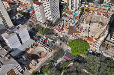 Obras da estação Higienópolis-Mackenzie da Linha 6-Laranja