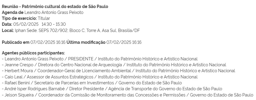 Reunião com o governo do estado de SP